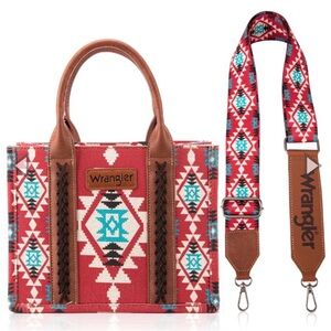 Wrangler Burgandy Aztec Crossbody Tote in Burgandy